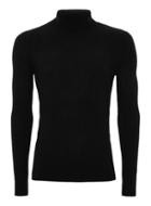Topman Mens Black Muscle Ribbed Roll Neck Sweater