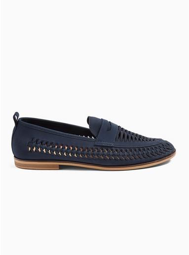 Topman Mens Navy Nubuck Farrier Weave Loafers