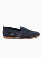 Topman Mens Navy Nubuck Farrier Weave Loafers