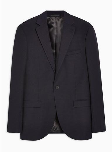 Topman Mens Navy Pindot Slim Blazer