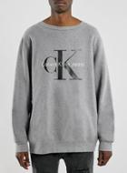 Topman Mens Grey Calvin Klein Logo Sweatshirt