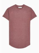 Topman Mens Red Dark Burgundy Longline T-shirt