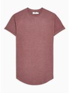 Topman Mens Red Dark Burgundy Longline T-shirt