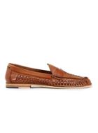 Topman Mens Brown Marne Loafer Tan Leather Woven Loafers