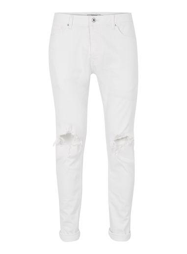 Topman Mens White Knee Blow Out Skinny Jeans