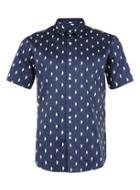 Topman Mens Blue Navy And White Cloud Print Satin Feel Smart Shirt