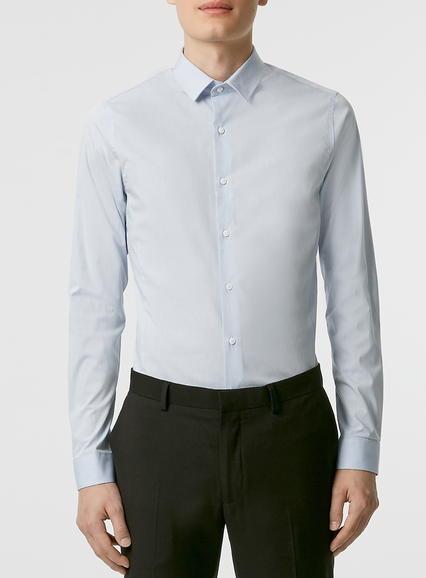 Topman Mens Blue Stretch Long Sleeve Dress Shirt