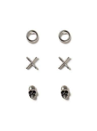 Topman Mens Silver Skull Earring Pack*