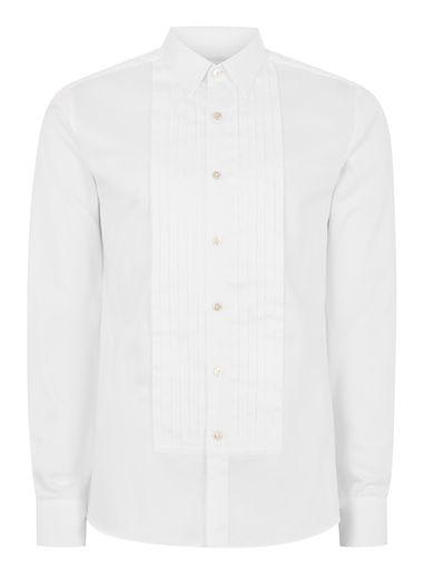 Topman Mens White Pleated Egyptian Cotton Premium Shirt