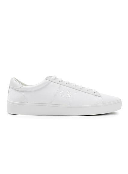 Topman Mens Fred Perry White Canvas And Leather Sneakers