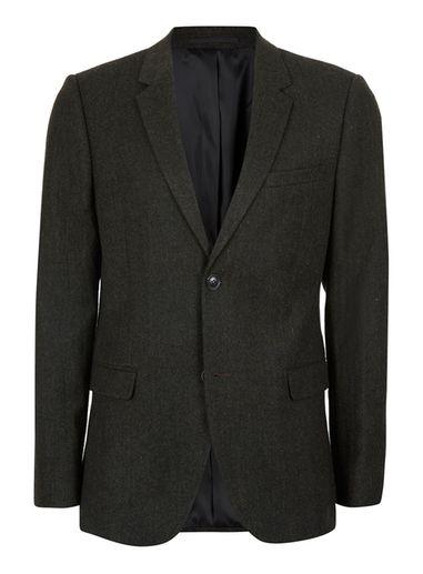 Topman Mens Green Khaki Warm Handle Skinny Fit Blazer