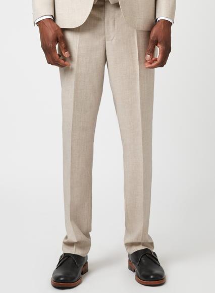 Topman Mens Beige Stone Crosshatch Skinny Fit Suit Pants