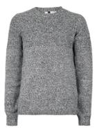 Topman Mens Mid Grey Black Twist Textured Yoke Sweater