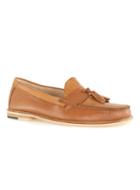 Topman Mens Brown Tan Leather Embossed Tassel Loafers