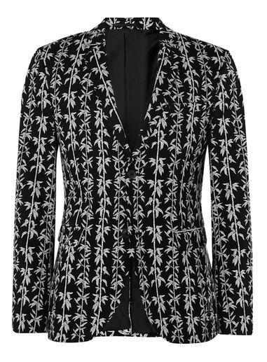 Topman Mens Black And White Bamboo Print Ultra Skinny Fit Suit Jacket
