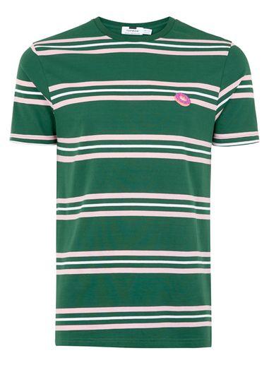 Topman Mens Multi Green Doughnut Stripe T-shirt