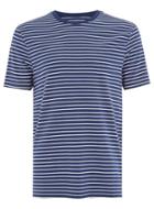 Topman Mens Navy Blue And White Stripe Slim T-shirt