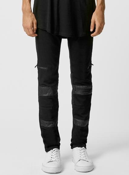 Topman Mens Blue Aaa Black Moto Zipper Jeans