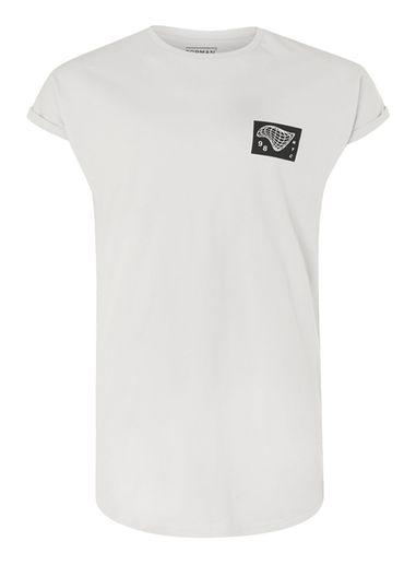 Topman Mens Light Grey Nyc 98 Print Drop Shoulder Longline T-shirt