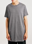 Topman Mens Mid Grey Charcoal Longline Slim Fit T-shirt