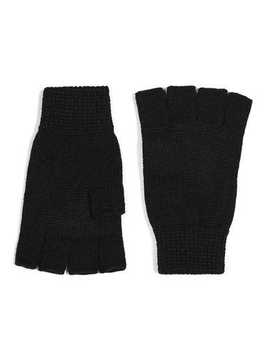 Topman Mens Black Fingerless Knitted Gloves