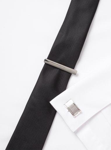 Topman Mens Silver Look Textured Cuff Links And Tie Pin Set*