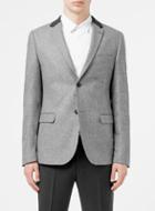 Topman Mens Grey And Black Textured Wool Blend Skinny Fit Blazer