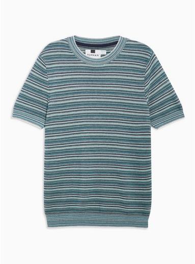 Topman Mens Blue Stripe Sweater
