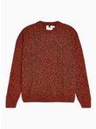 Topman Mens Orange Oversized Cable Knitted Sweater