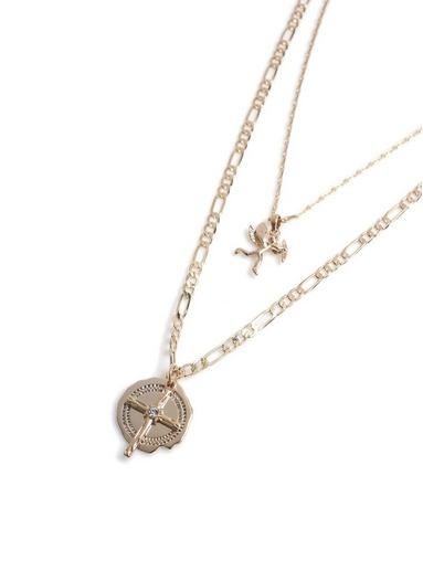 Topman Mens Gold Cherub Layered Necklace*