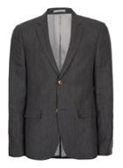 Topman Mens Grey Charcoal Linen Skinny Fit Suit Jacket