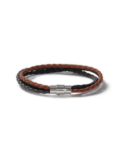 Topman Mens Multi Dark Plait Wrap Bracelet