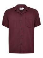 Topman Mens Red Burgundy Short Sleeve Revere Shirt