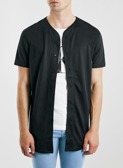 Topman Mens Black Mesh Baseball T-shirt