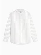 Topman Mens White, Navy And Mustard Stripe Oxford Shirt