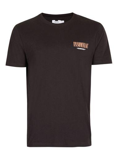 Topman Mens Washed Black Printed T-shirt