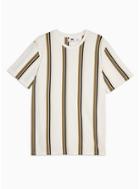 Topman Mens White And Tan Stripe T-shirt