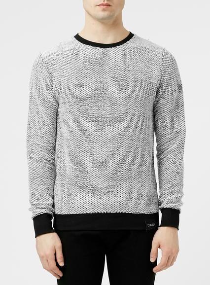 Topman Mens Criminal Damage Black And White Knitted Sweater*