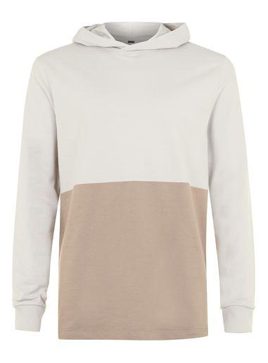 Topman Mens Brown Stone Panelled Classic Fit Hoodie
