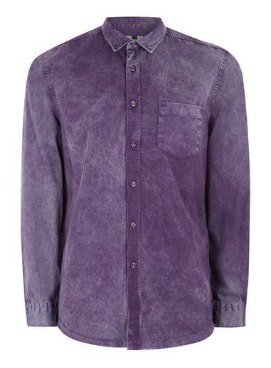 Topman Mens Purple Moonwash Twill Shirt