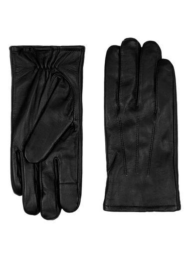 Topman Mens Black Leather Gloves In Box