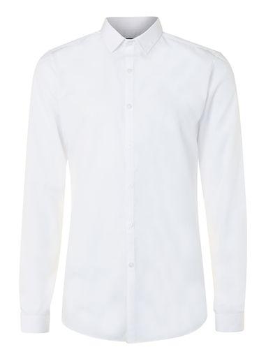 Topman Mens White Slim Fit Long Length Dress Shirt