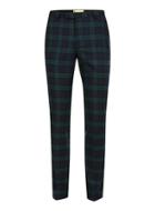 Topman Mens Noose & Monkey Green And Navy Check Suit Pants