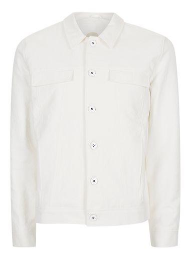 Topman Mens Cream Off White Textured Smart Western Jacket