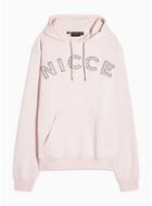 Nicce Mens Nicce Pink Oversized Chest Logo Bower Hoodie