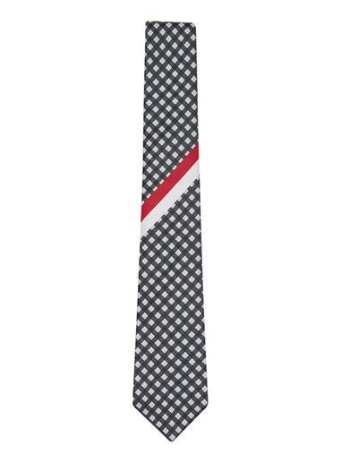 Topman Mens Black Gingham And Stripe Tie