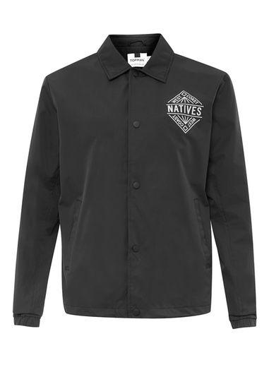 Topman Mens Black And White Print Coach Jacket