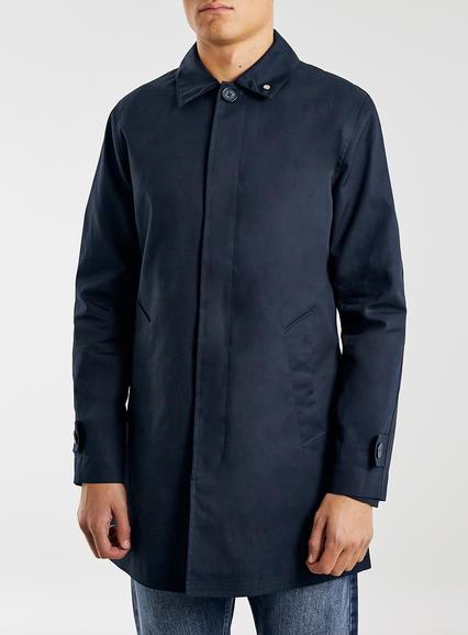 Topman Mens Blue Peter Werth Navy Mac Coat