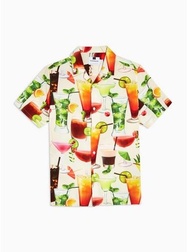 Topman Mens Multi Cocktail Print Revere Shirt