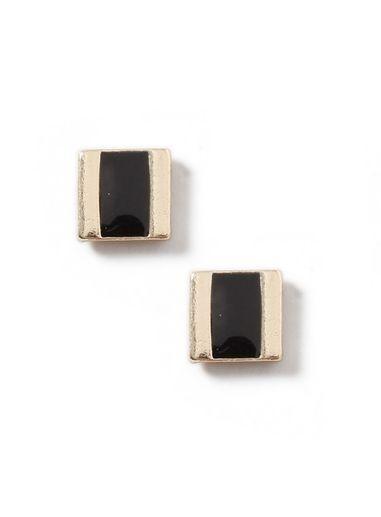 Topman Mens Black Gold Look Square Enamel Stud Earrings*